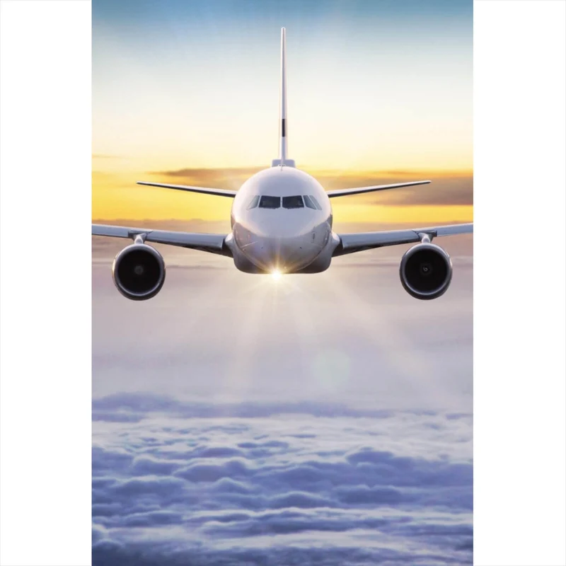 Poster Flugzeug fliegt über den Wolken Hochformat