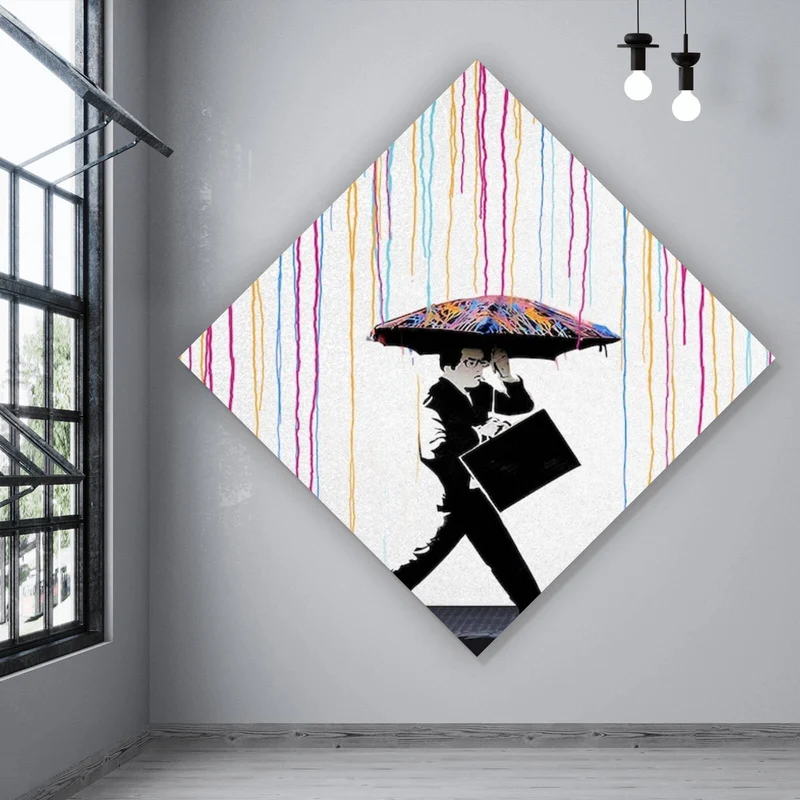 Aluminiumbild Banksy - In the Rain Raute