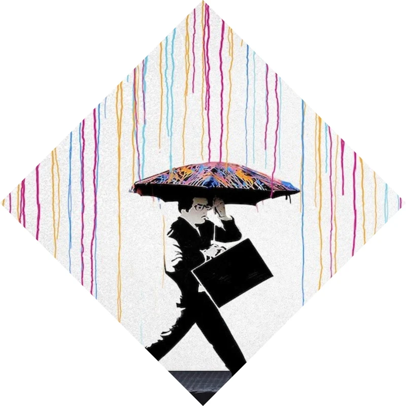 Aluminiumbild Banksy - In the Rain Raute