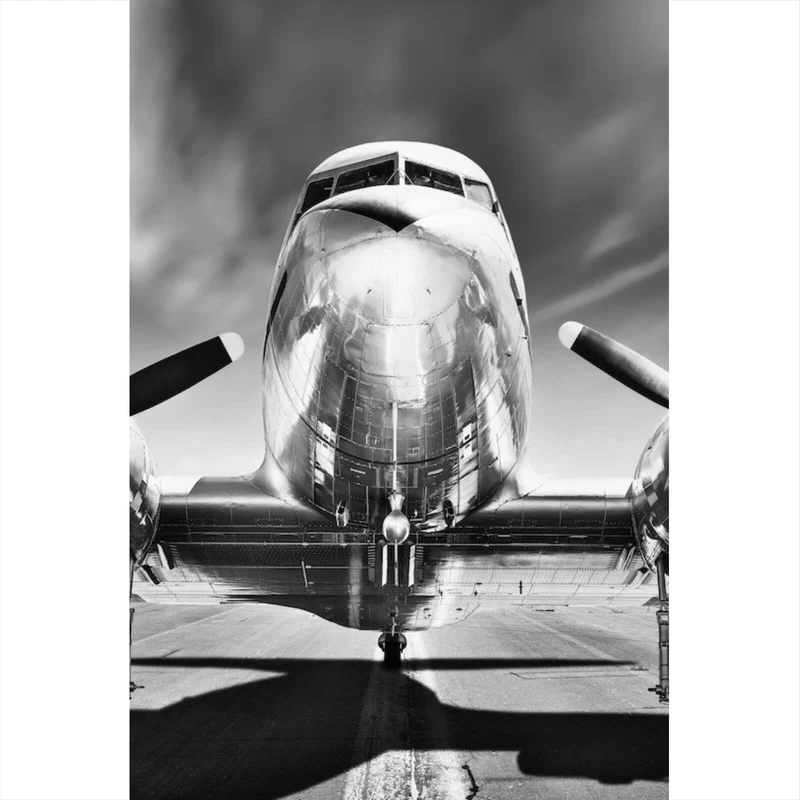 Poster Flugzeug Schwarz Weiß Hochformat
