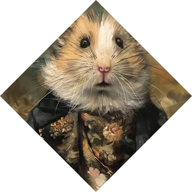 Poster Eleganter Hamster in viktorianischer Kleidung kunstvoll gemalt Raute
