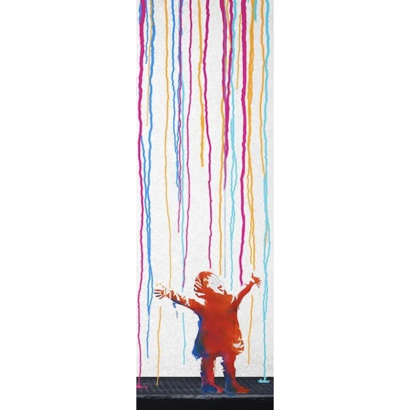 Aluminiumbild Banksy - In the Rain Panorama Hoch