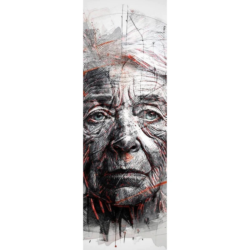 Acrylglasbild Ausdrucksstarkes Porträt einer älteren Frau künstlerisch gestaltet No.2 Panorama Hoch