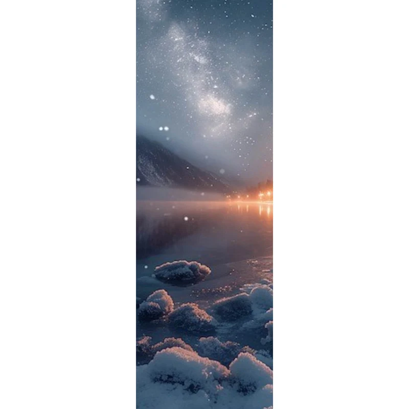 Acrylglasbild Winterliche Landschaft mit funkelndem Sternenhimmel Panorama Hoch