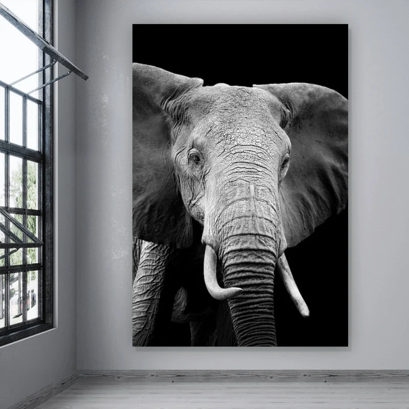 Poster Elefant Schwarz Weiß Hochformat