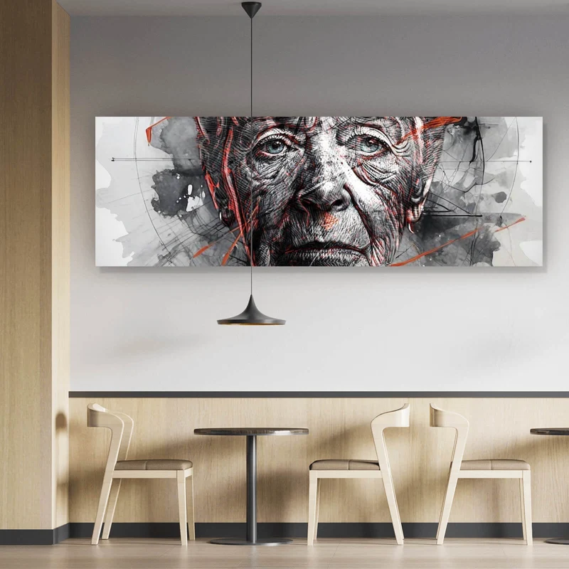 Acrylglasbild Ausdrucksstarkes Porträt einer älteren Frau künstlerisch gestaltet No.2 Panorama