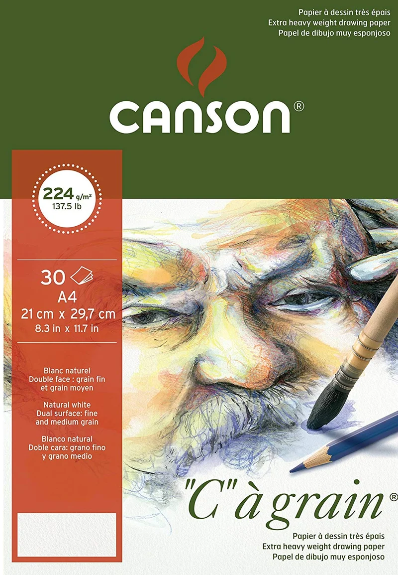 Canson C a grain blok za skiciranje 224 g/m² 30 listova A5 finozrnati ljepljen