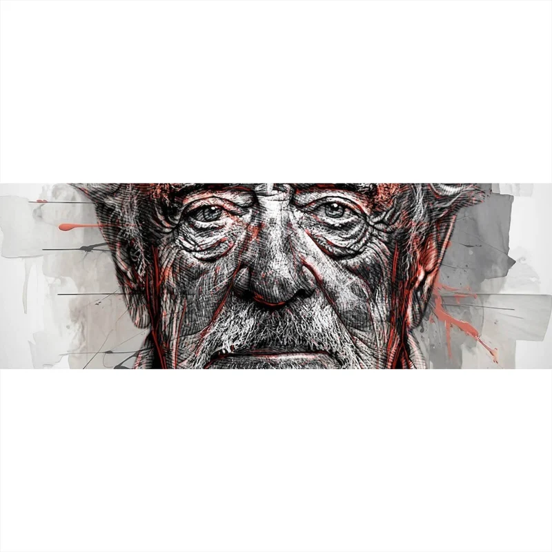 Acrylglasbild Ausdrucksstarkes Porträt eines älteren Mannes künstlerisch gestaltet Panorama