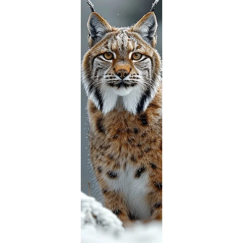 Acrylglasbild Luchs im verschneiten Winterwald No.2 Panorama Hoch