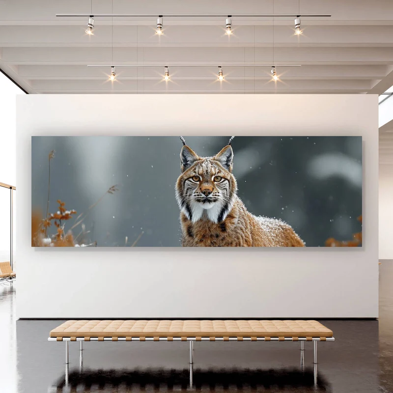 Poster Luchs im verschneiten Winterwald No.2 Panorama