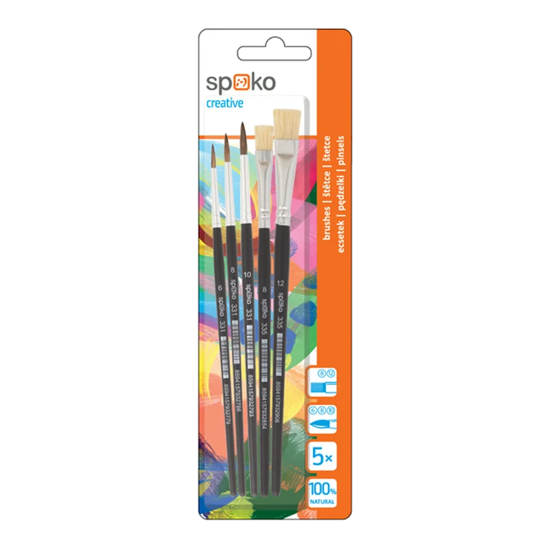Set di pennelli scolastici Spoko S0339, 5 pz
