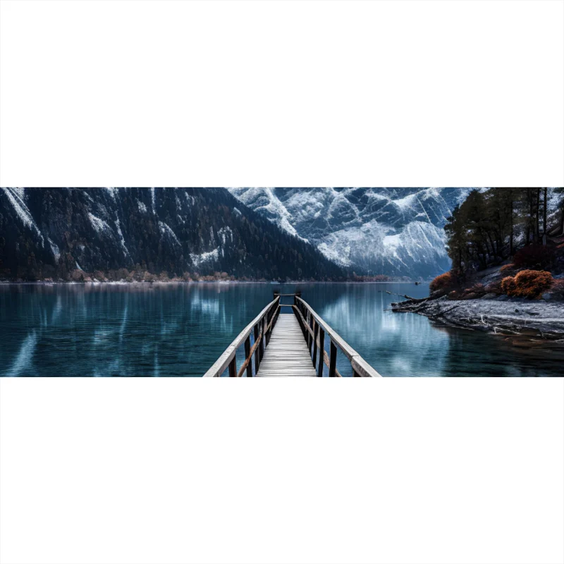 Poster Imposante Berglandschaft am See Panorama