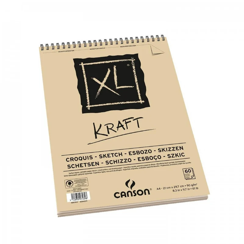Canson XL Kraft skicirka 90 g/m² 40 listov A5 s spiralno vezavo