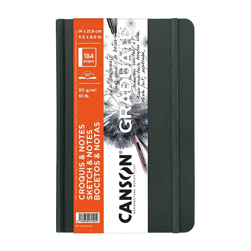 Skicirka s trdimi platnicami CANSON Graduate Art Book 90 g/m² 184 listov 14 x 21,6 cm – temno siva