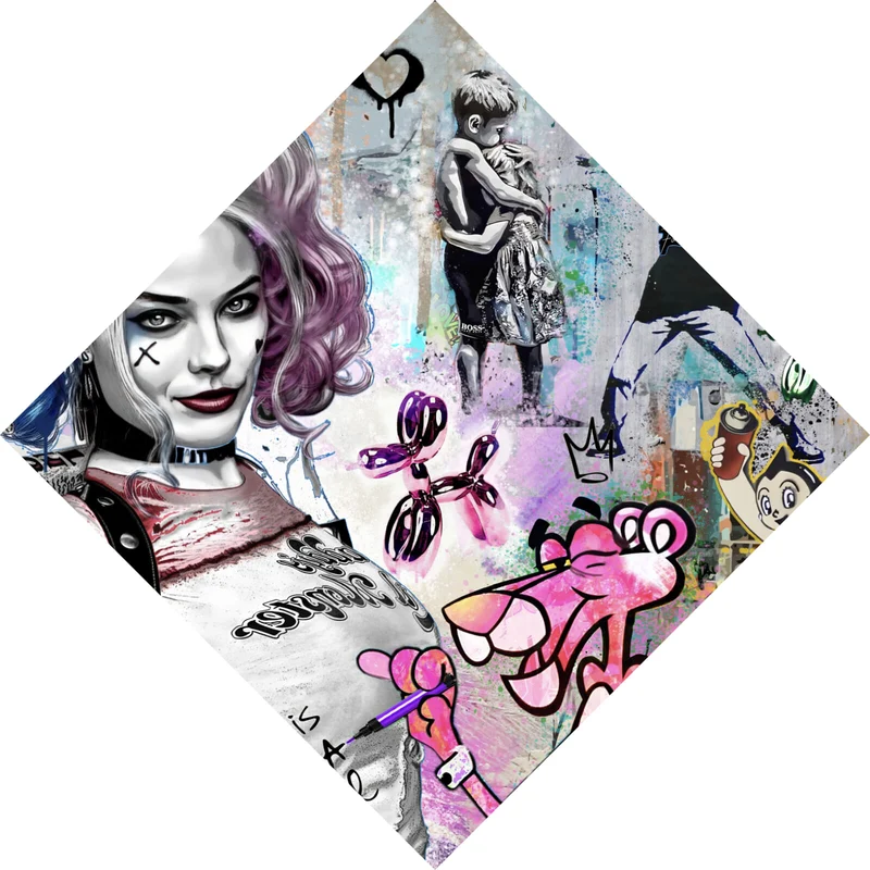 Poster Harley mit Panther Pop Art Raute