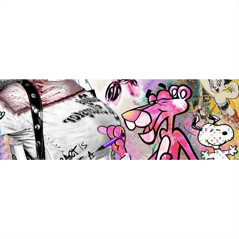 Leinwandbild Harley mit Panther Pop Art Panorama