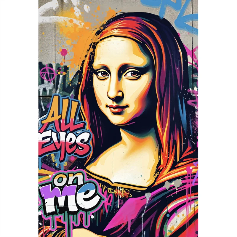 Acrylglasbild Lisa im modernen Graffiti Still Pop Art Hochformat
