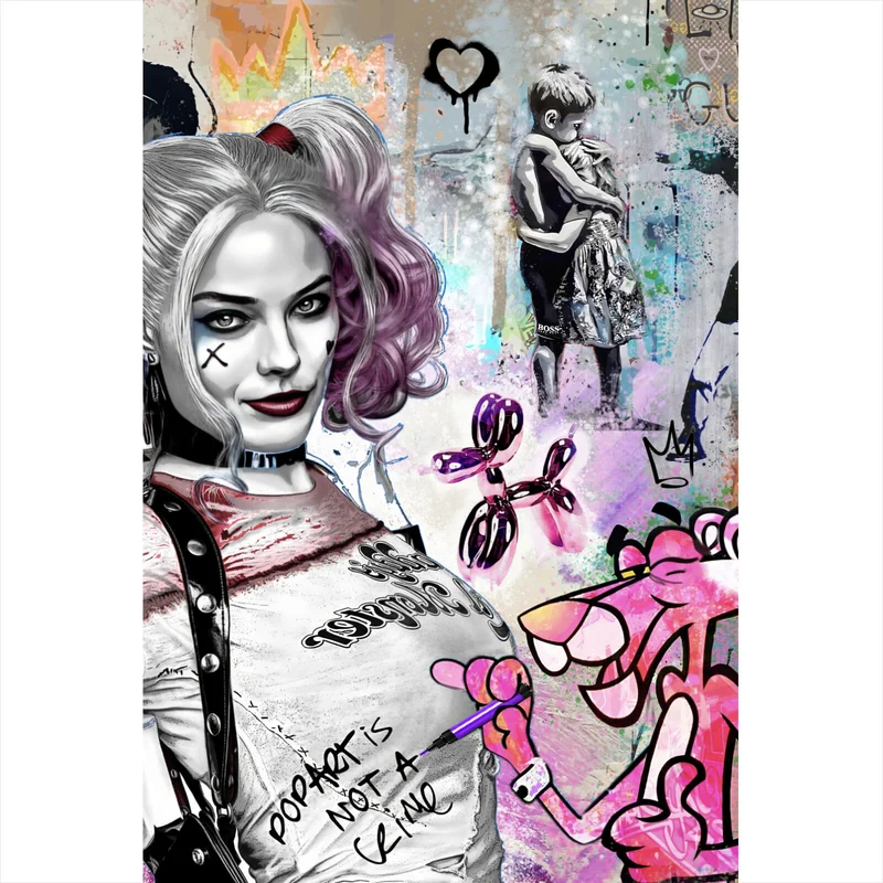 Aluminiumbild Harley mit Panther Pop Art Hochformat
