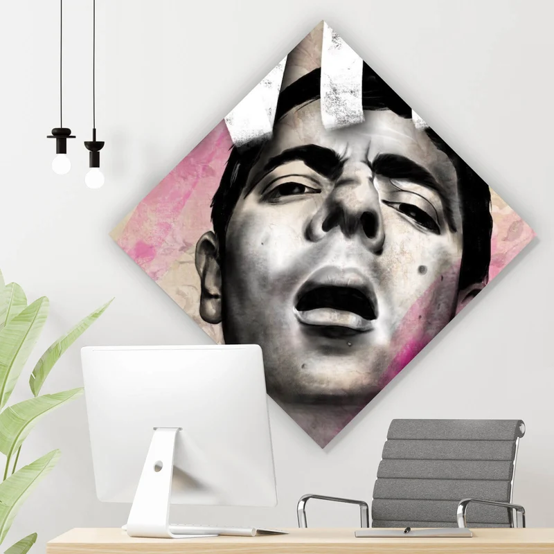 Spannrahmenbild Ausdrucksstarke Illustration mit großem WTF Schriftzug Raute