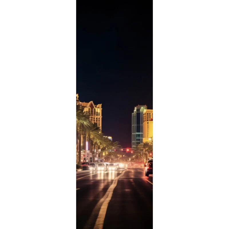 Spannrahmenbild Nachtleben in Las Vegas Panorama Hoch