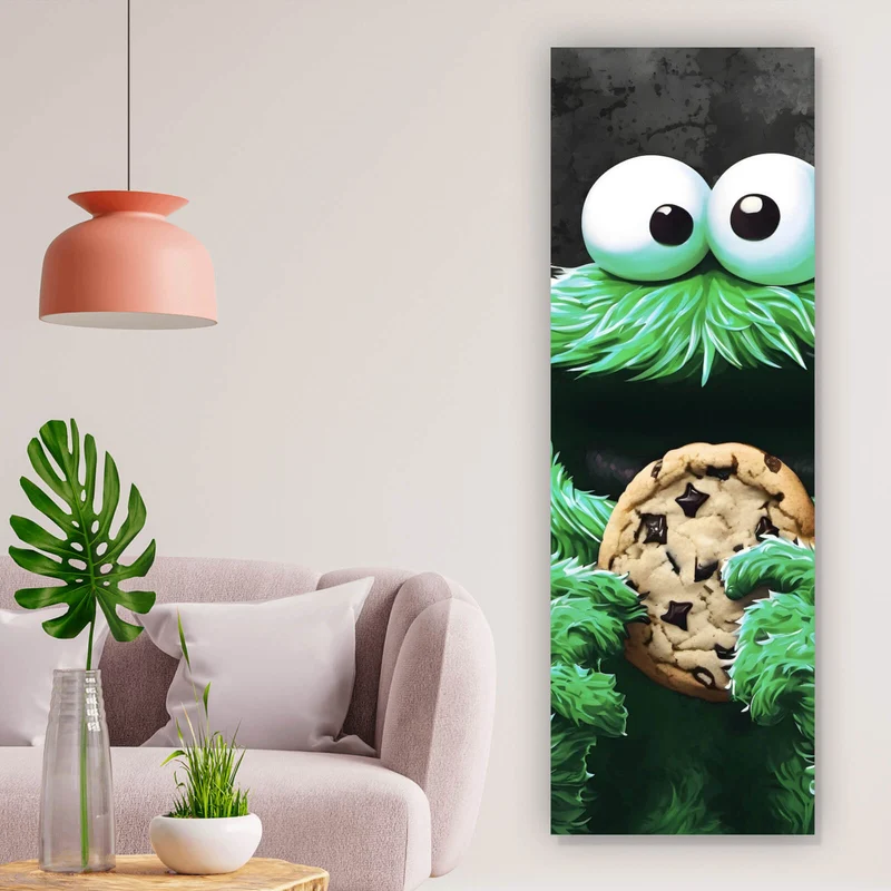 Acrylglasbild Grünes Keksmonster Panorama Hoch