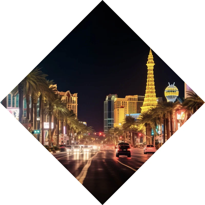 Aluminiumbild Nachtleben in Las Vegas Raute