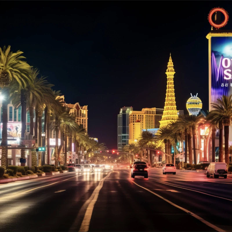 Spannrahmenbild Nachtleben in Las Vegas Quadrat