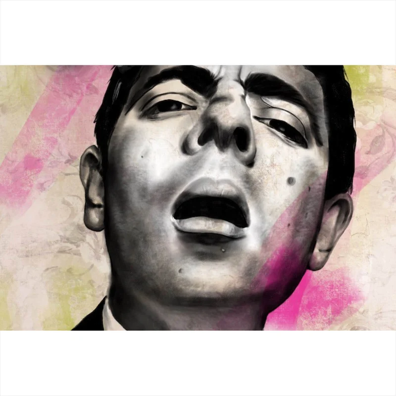 Poster Ausdrucksstarke Illustration mit großem WTF Schriftzug Querformat