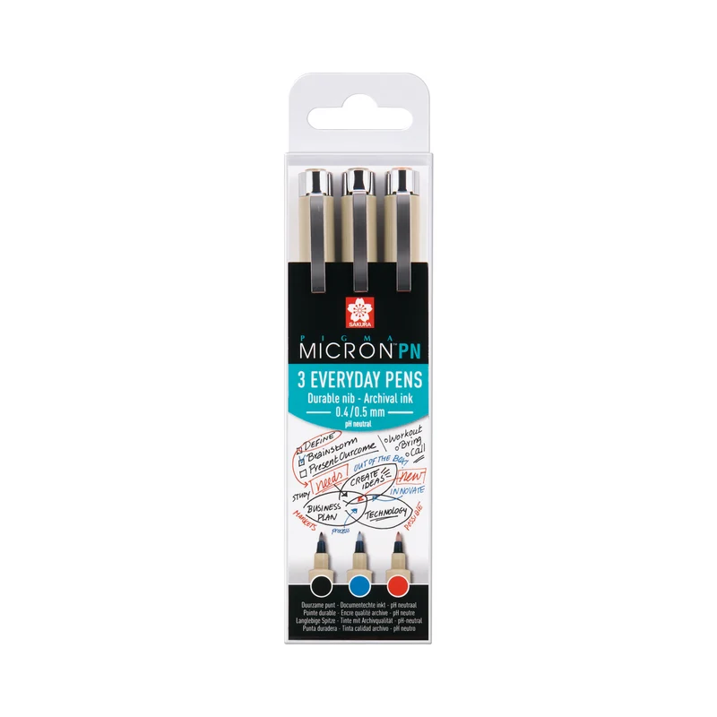 Set tehničkih olovaka SAKURA Pigma Micron PN – 3 kom (crna, plava, crvena)