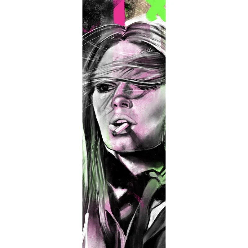 Poster Nachdenkliche Frau mit Zigarette Panorama Hoch