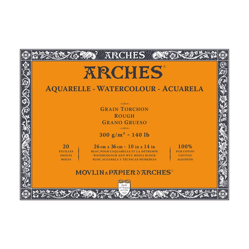 ARCHES акварелен блок Rough натурално бял 300 g/m² 10 – 31 cm - 20 листа
