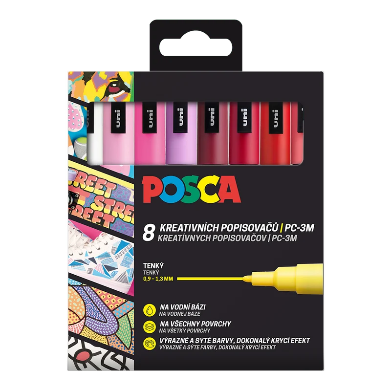 Posca PC-3M LOVE Marker-Set, 0,9 - 1,3 mm - Warme Farbtöne (8 Stk.)