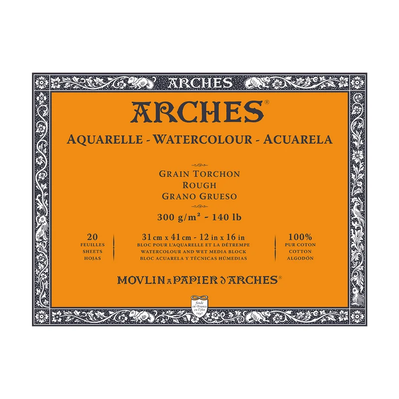 ARCHES akvarelni blok Rough naravno bela 300 g/m² 10 – 31 cm - 20 listov