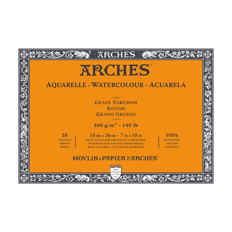 ARCHES akvarelni blok Rough naravno bela 300 g/m² 10 – 31 cm - 20 listov