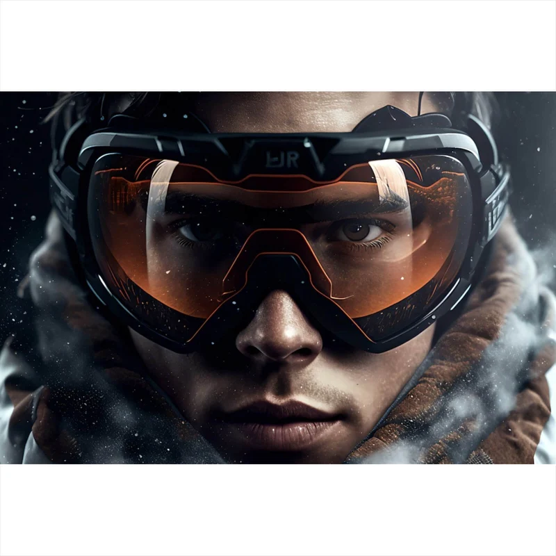 Poster Mann mit Skibrille in Nahaufnahme Querformat