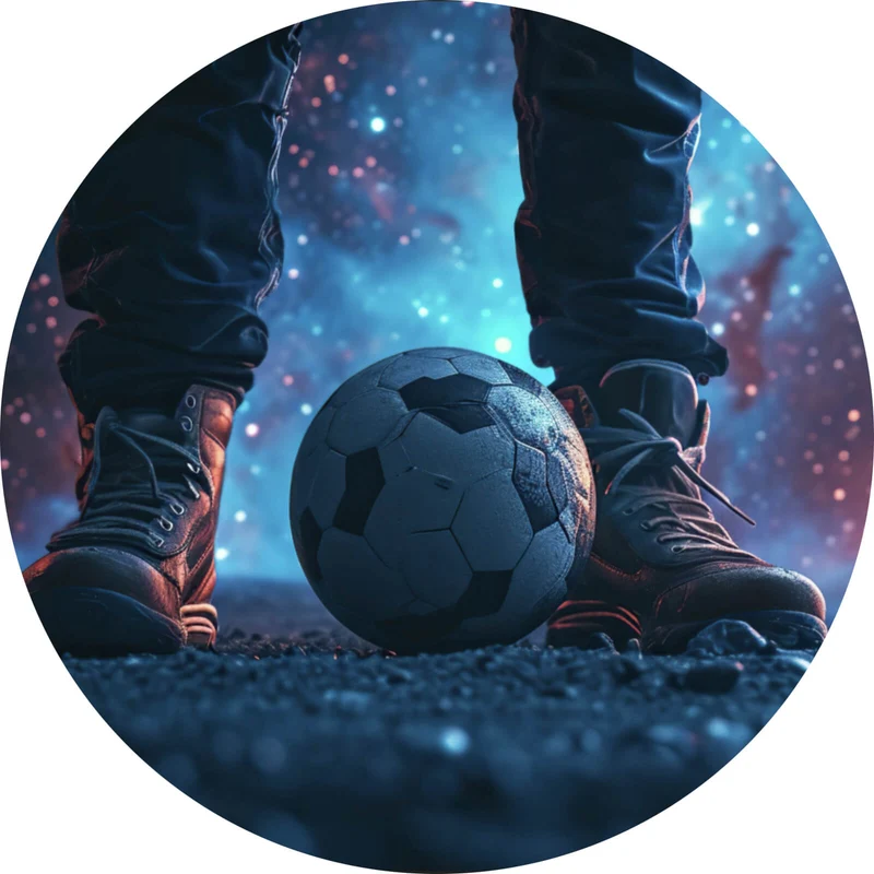 Aluminiumbild gebürstet Magische Aufnahme eines Fußballs Kreis