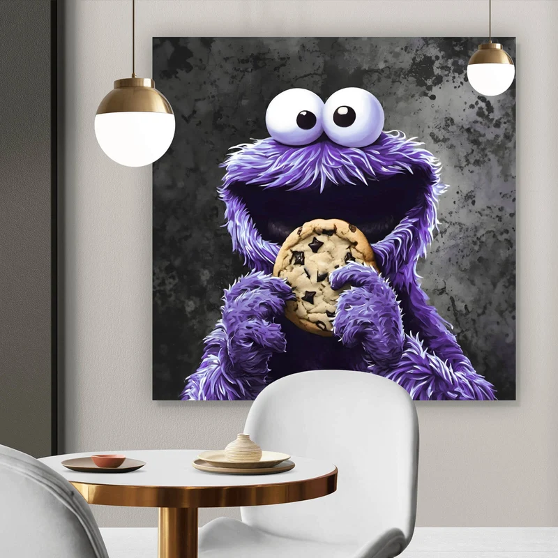 Spannrahmenbild Lila Keksmonster Quadrat