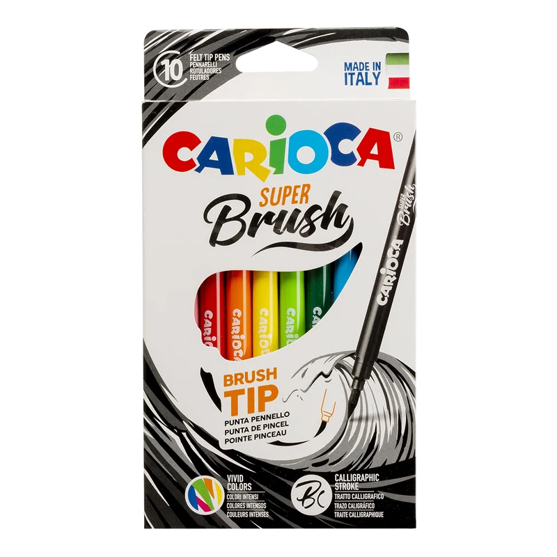 Pennarelli a punta a pennello Carioca Brush, 10 pz, colori assortiti