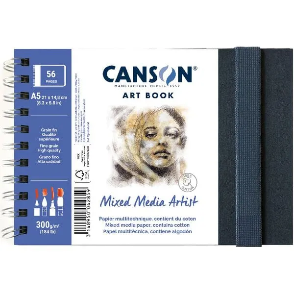 Skicár CANSON Mix Media Art Book 300 g 56 listov 14 x 21 cm v pevnej väzbe