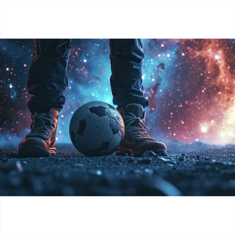 Aluminiumbild Magische Aufnahme eines Fußballs Querformat