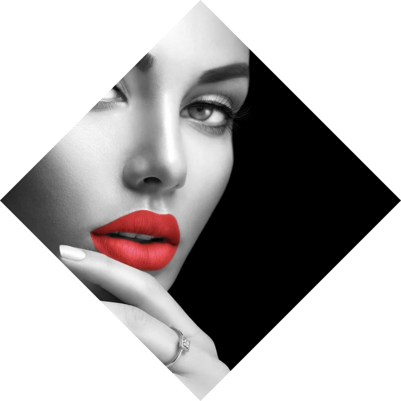 Poster Sinnliche Frau mit roten Lippen Raute