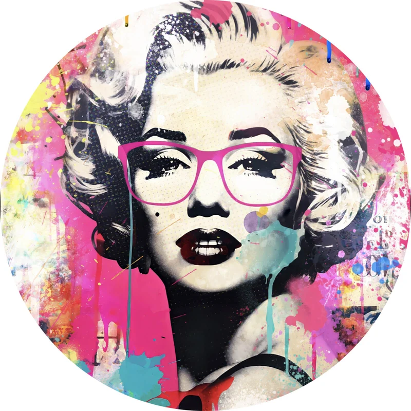 Aluminiumbild Cooles Pop Art Portrait einer Ikone Kreis