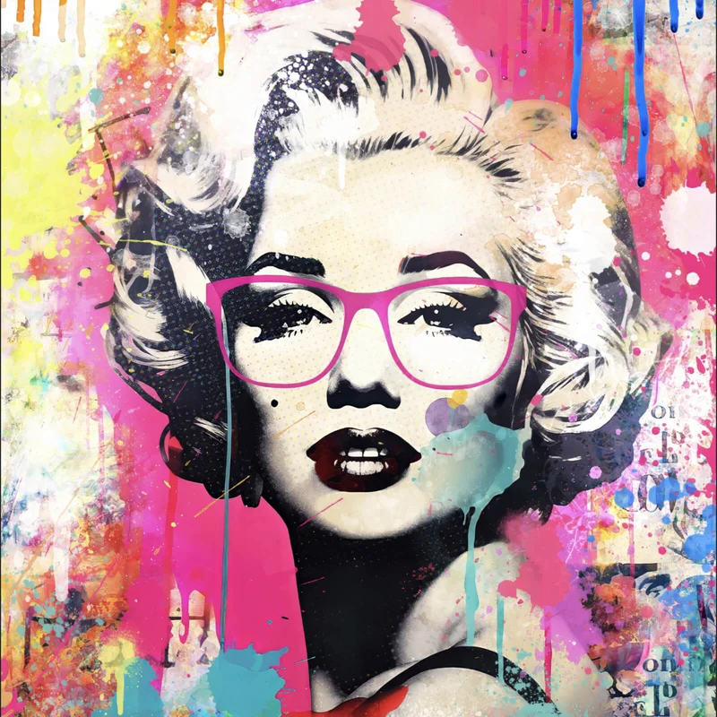 Aluminiumbild gebürstet Cooles Pop Art Portrait einer Ikone Quadrat