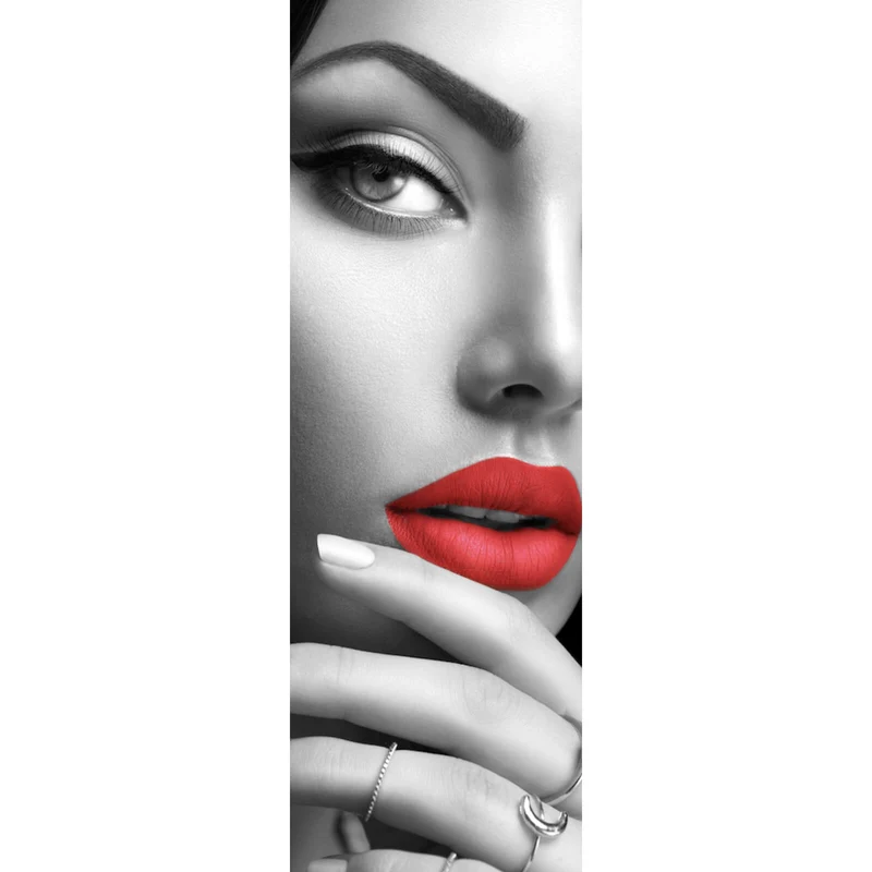 Poster Sinnliche Frau mit roten Lippen Panorama Hoch