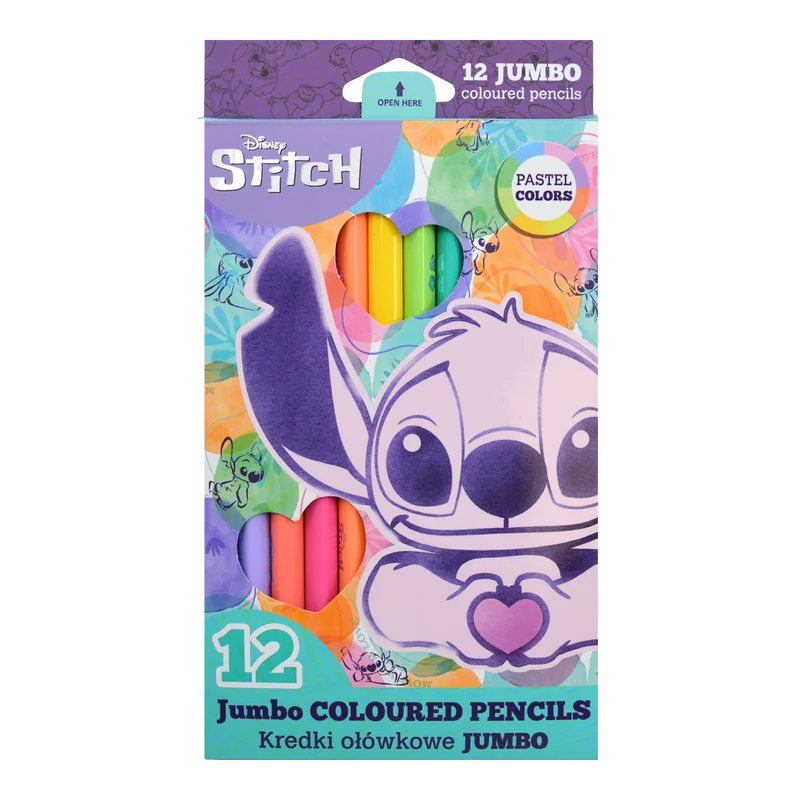 Trokutaste drvene bojice Colorino JUMBO Stitch Pastel, 12 pastelnih boja