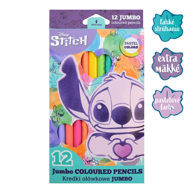 Trikotne barvice Colorino JUMBO Stitch Pastel, 12 pastelnih barv