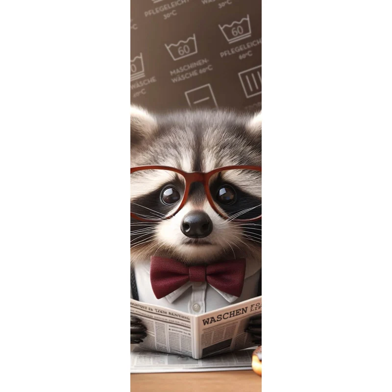 Acrylglasbild Waschbär liest Zeitung Digital Art Panorama Hoch