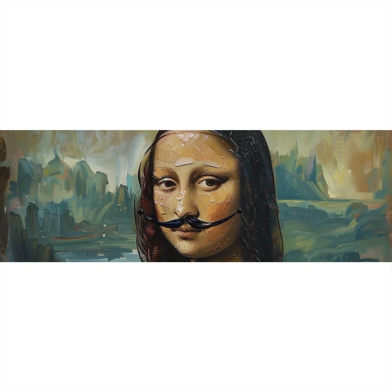 Aluminiumbild gebürstet Mona mit Schnurrbart und Bierkrug in der Hand Panorama