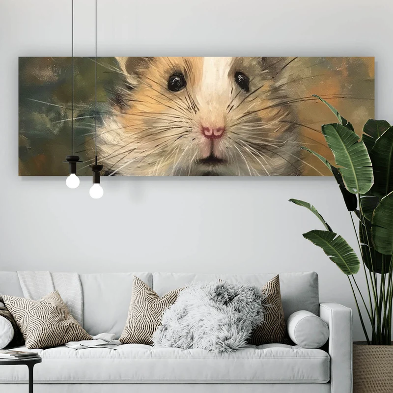 Acrylglasbild Eleganter Hamster in viktorianischer Kleidung kunstvoll gemalt Panorama