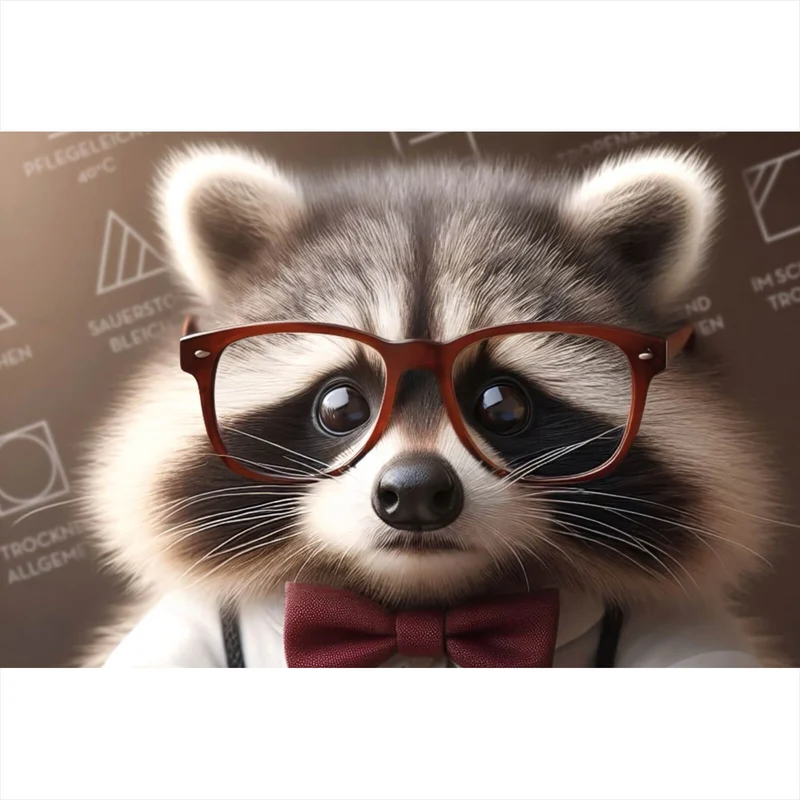 Poster Waschbär liest Zeitung Digital Art Querformat